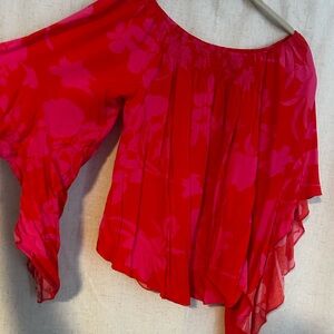 SHEIN Red and Pink Floral Blouse